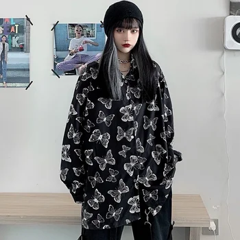 Särgid Naiste Prindi Lahti Vabaaja Kevad Stiilne Streetwear Stiilne Loovust korea Versiooni Kõik-mängu Pikad Varrukad Feminino Riided