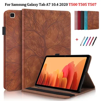 Tablett Funda Samsung Galaxy Tab A7 2020 Juhul T500 T505 T507 Kohrutus Puu Klapp Rahakott Kate Samsung Tab A7 Juhul 10.4 tolline