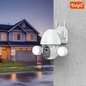 Tuya Smart 3MP Tulvaprožektor Wifi PTZ IP Kaamera 1080P AI Automaatne Jälgimine Traadita Väljas Speed Dome CCTV Järelevalve Kaamera