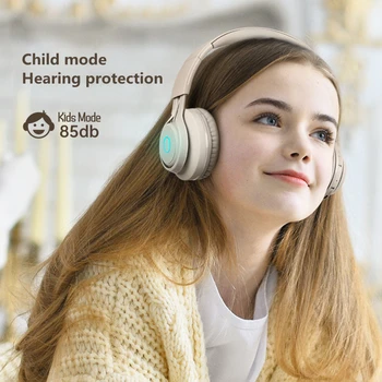 Tüdruk LED Valgus Bluetooth Kõrvaklappide Üle Kõrva HIFI Fone Bluetooth Auriculares 85db Lapsed Traadita Kõrvaklapid Jaoks Huawei PS4 koos Mic