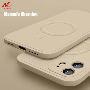 Vedela Silikooniga Magnet Case for iPhone 12 Pro Max 11Pro X Xs Xr 7 8 Plus 12 Mini Juhtmeta Laadija Magsafing Magnet tagakaas