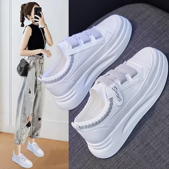 Velcro valged kingad naiste uued kevad 2021 tossud naiste paksud-baseeruv platvorm vulkaniseeritud kingad