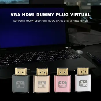 VGA HDMI Dummy Plug Virtuaalne Ekraan Emulaator Adapter DDC Edid Toetada 1920x1080P Video Kaart BTC Kaevandamine Kaevur