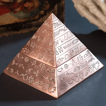 Vintage Egiptuse Püramiidid Tuhatoosi Metallist Tuhatoosi Kaanega Kodu Kaunistamiseks Office Desk Ornament Poiss Kingitus Suitsetamine Tarvikud