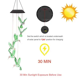 Värvi Muuta LED Solar Lamp Solar Tuul Kellamäng Kerge Kuus Koolibri Veekindel Väljas Aias, Hoovis Terrass Decor LED Solar Light