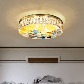 Värvitud Emailiga Lae Lamp Hiina Stiilis Crystal Rippuvad Valgus-Vitraaži Luksuslik Klassikaline Uurimus Magamistoa Laevalgusti