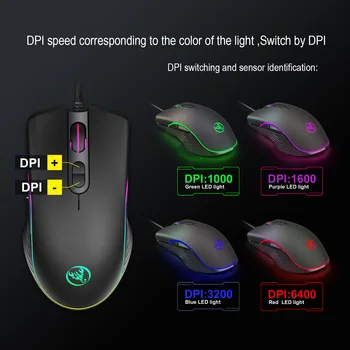 Wired Gaming Mouse 6400DPI Optiline Professionaalne Hiired 7 Värve LED Taustavalgustusega Ergonoomika Disain Sülearvuti PC Gamer
