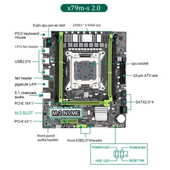 X79 Emaplaat Set Intel Xeon E5-2630 v2 PROTSESSOR M. 2 MATX Koos 2cps *8GB =16 GB DDR3 1333MHz 10600 ECC REG RAM M. 2 SSD liides