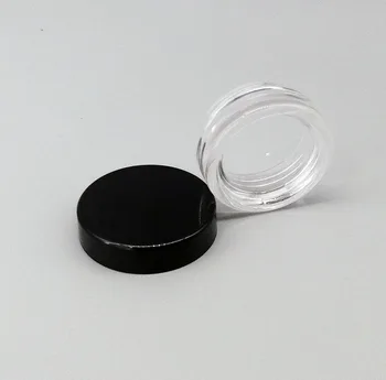 1000 tk/palju 3g läbipaistvast plastikust mini koor jar jar kosmeetika naha kreem proovinõusse musta valge kork