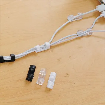 16/20 PC Finisher Wire Clamp Self-adhesive Wire Organizer Cable Clip Buckle Clips Ties Fixer Fastener Holder Data Telephone Line