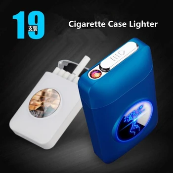 19pieces Sigaretid Sigaret Juhul Kergem Kingitus Graafiline LED-Ekraan, USB Laadida Hingav Elektroonilise Tulemasinad, Anti-rõhu