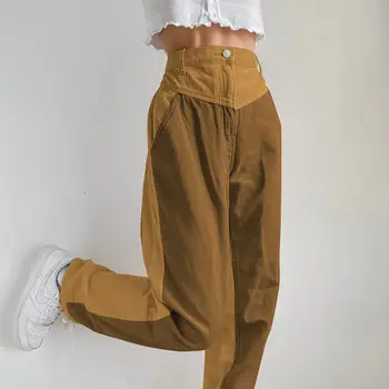 2020 Harajuku Y2K E-Tüdruk Pikk, Kõrge Vöökoht Segast Pikad Püksid Pruunid Velvetist Naiste Vintage 90s Esteetiline Streetwear Püksid