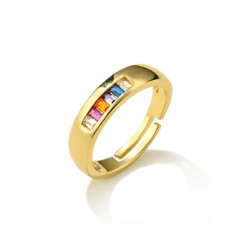 2020 Hot Müük Kulla Värvi Avatud Ring Naistele Unikaalne Disain, Värvilised CZ Inlay Palm Ringi Naiste Pulm Ehteid Kaasamine Kingitus