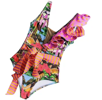 2020 Naiste Ühes Tükis Ujumistrikoo Strappy Bandege Supelrõivad Backless Seksikas Ruffled Bikiinid, Trikoo Beachwear Monokini