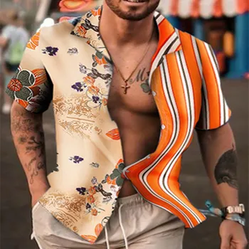 2021 Meeste Särk Camisas Para Hombre Meeste Särgid Meeste Moe Hawaii Mehed Single-Breasted-Särk Mees Lühikesed Varrukad Lilleline Särk