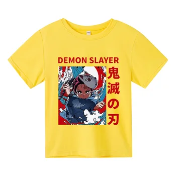 2021 Suvel Demon Slayer-Beebi Poiss Casual T-särk Harajuku Anime Streetwear 4-14T