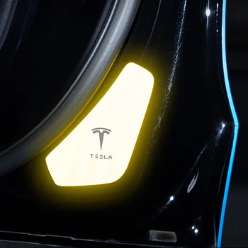 2021 Uued 4 Tk/Set Ukse Hoiatus Peegeldav Kleebised Logo Ohutuse Kokkupõrke-Kaunistamiseks Tarvikud Tesla Model 3 / Y