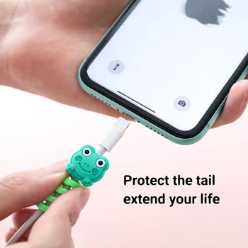 2021 UUS Cartoon Spiraal USB-Protector laadimiskaabel Saver Silikoon Poolil Vedru mobiiltelefoni Tarvikud IPhone XS XR Huawei