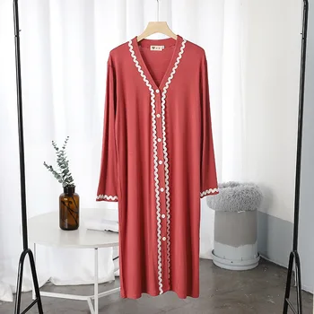 2021 Uus Kevad-Suvine Puuvillane Nightgowns Naiste Nightdress Sleepwear Pikad Varrukad Öö Midi Kleit Naiste Öösärgid Nightwear