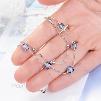 2021 Uus Ruut, Kuup, Sinine Kristall Suvel Lady Käevõru Trend Korea Stiilis Elegantne Naiste Tüdrukute Ilu Armastaja Kingitus Fine Jewellery