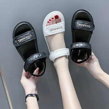 2021 uus suvi korter sandaalid naiste kingad gladiaator avatud varvas lukk pehme jelly sandaalid naiste daamid korter platvorm sandaalid