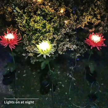 2tk LED Päikese Valgus Kunstlik Chrysanthemum Simulatsiooni Lill Väljas Veekindel Aias Muru Panused Lambid Õue Kunsti Kodu