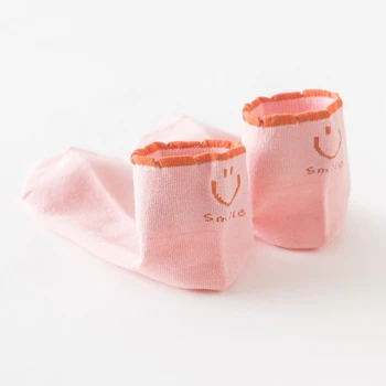 3 Paari Puuvillased Daamid Paat Sokid Suvel Ja Sügisel Õhuke Paragrahvi Värviga Cartoon Smiley Nägu Sokid Populaarne Naiste Sokid