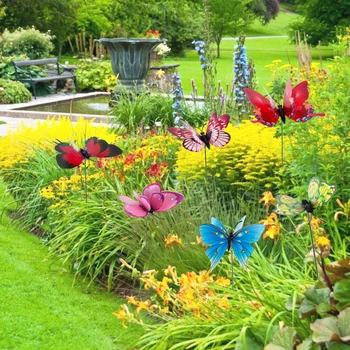 30 Tk/rull Liblikad Aia Kaunistamiseks Väljas Õue Planter Värvikas Veidrad Liblikas Panused lillepotid Jardineria Decor
