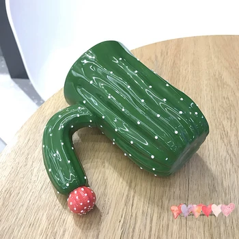 3D Cactus Keraamiline Kruus Roheline Valge Kohv Piima Paar Tassi 420ml Vee Tassi Home Office Loominguline Kingitus