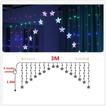 3M 16LED Star Kardin String Tuled LED Haldjas Kerge Vanik Pulmapidu Puhkus Kodu Kaunistamiseks EU Pistik