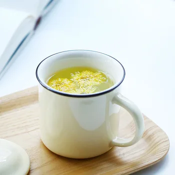 400ml Hiina stiilis vintage emailiga Kruus kaanega,keraamiline kruus kohvi piima tee kruusid kodu imitatsioon vana suuvesi vee cup