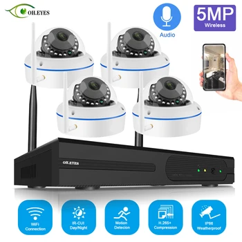 4CH CCTV Kaamera Security System Kit Traadita 5MP NVR Wifi Set Väljas Päeval, Öise Nägemise Wifi IP Kaamera videovalve Komplekt P2P