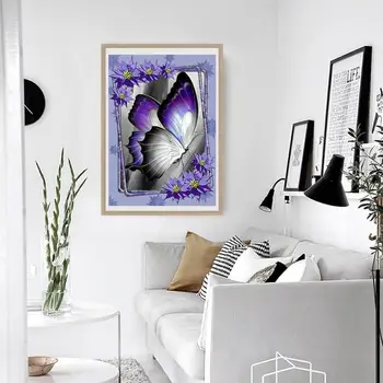 5D DIY diamond maali lilla liblikas mosaiik diamond tikandid ristpistes kodu kaunistamiseks kingitus ilma raami