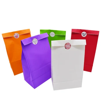 5tk (Solid color Jõupaber kotid, Kingitus Kommid Paketi Kott kotikest Pulmad Sünnipäev Biskviit Toidu Kingitus Pakkimise Tarvikud