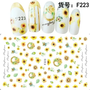 6 lehtede ilu liim nail art kaunistused kleebised akrüül maniküür lill kleebised küüned aksessuaarid F221226