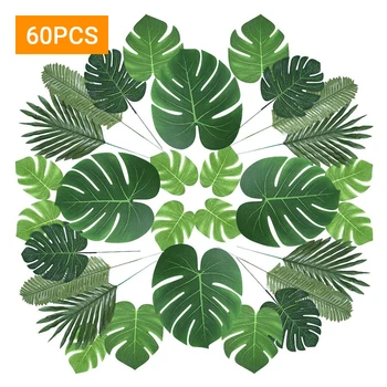 60PCS Kunstlik Taimed Troopiline Monstera Palm Tree Jätab Havai Teema Poole Kodu Aia Kaunistamiseks Fotograafia Lehed