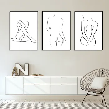 Abstraktne Naiste Keha Line Jooga Tüdruk Lõuend Maalid Prindi Seksikas Daam Plakat Minimalistlik Joonis Seina Art Pictures Home Decor