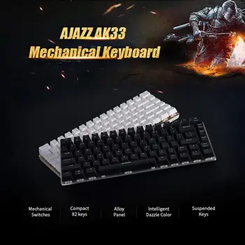 Ajazz AK33 Mechanical Gaming Keyboard Black / Blue Switch 82 Võtmed Wired Keyboard PC Mängud Ergonoomiline Lahe LED Taustavalgustusega Disain