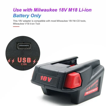 Aku Adapter Converter with USB-Port Maksustamise Milwaukee M18 18V Li-ion Aku Milwaukee V18 48-11-1830 Aku