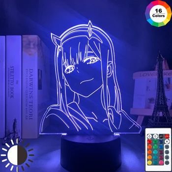 Anime 3d Lamp Null Kaks Joonis Nightlight Lapsed Laps Tüdrukud Magamistuba Decor Light Manga Kingitus Night Light Lamp Kallis Aastal Franxx