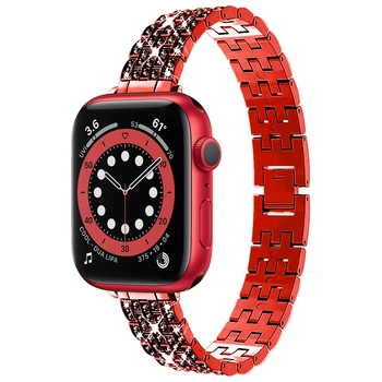 Apple watch band 40mm 44mm se seeria 6 5 4 iwatch 3 38mm 42mm rihm õhuke roostevabast terasest bling Ehted käevõru naistele Tüdrukud