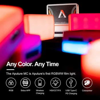 Aputure AL-MC-3200K-6500K Portable LED Valgus, mis HSI/TOLLITARIIFID/FX Valgustus Režiimid Video Fotograafia Valgustus AL MC Mini RGB Valgus