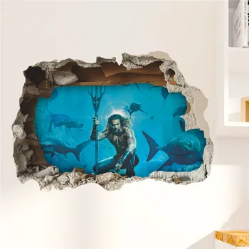 Aquaman Arthur Karri 3d-Akna Auk Seina Kleebised Kodu Kaunistamiseks Diy Filmi Plakat Lapsed Toas Seina Pannoo Kunst Pvc Kleebised