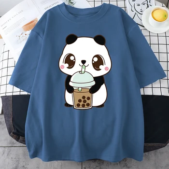 Armas Väike Panda Juua Piima Tee Print Naiste Tees Särgid Suvel Lahti Tops Cartoon Stiilis T-Särgid Mõõdus O-Kaeluse Mees Tees Särk