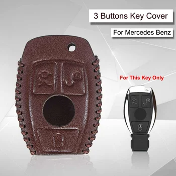 Auto-styling Ehtne Nahk 3 Button Remote Key Juhul Katta Võti Fob Shell Kaitse Universal Jaoks Mercedes/Bens