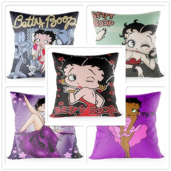 Betty Boop Padi Cartoon Muster Prindi Padja Kate Satiin 40*40 CM Visata Padjapüür Dekoratiivsed Kodu