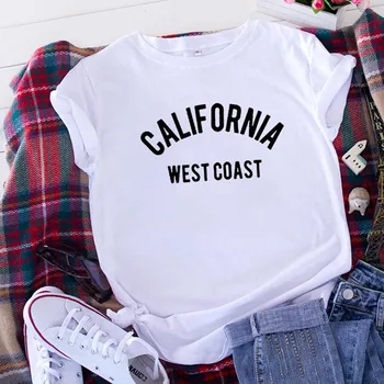 California West Coast Suvel T-Särk Naiste Vabaaja Harajuku Fashion T-särk O-kaeluse, Lühikeste Varrukate Uus Tee Särk