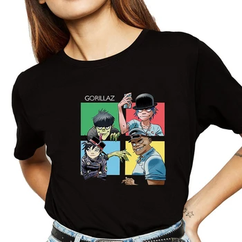 Cartoon Gorillaz Naiste Tshirt 2021 Kuuma Naiste T-särgid, Lühikesed Varrukad naljakas Unisex Must Valge Tops Tees Särk Camiseta Riided