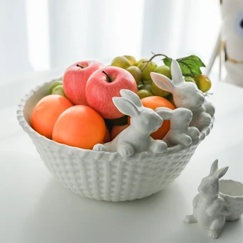 Creative 3D Küülik Keraamiline Eraldi Kaussi puuviljasalat Plaat Muna Plaadi Kook Plaat Köök Decora Pulm Kingitus ramen kaussi CL102802