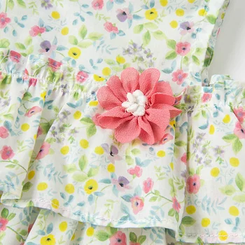 DBM17768 dave bella suvel beebi tüdruk on armas õie printida riided komplektid kids tüdruk moe varrukateta komplektid lastele, 2 tk ülikond